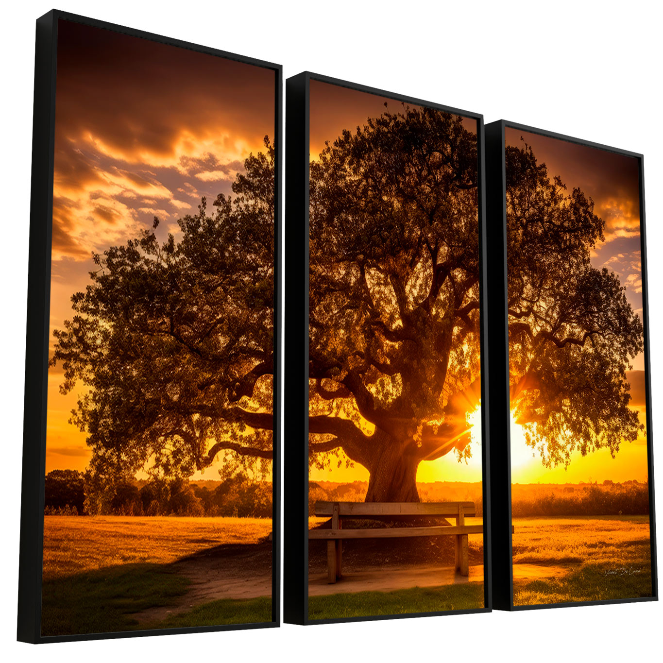 DEX Block on sale Studios Home Decor 12”x12” 3 Panel Panoramic Sunset Canvas Set