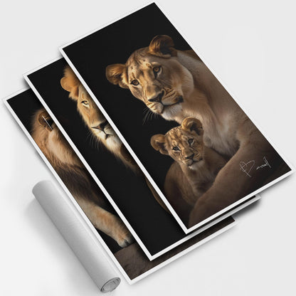 शेर परिवार के 3 शावकों के चित्र - 3 भाग