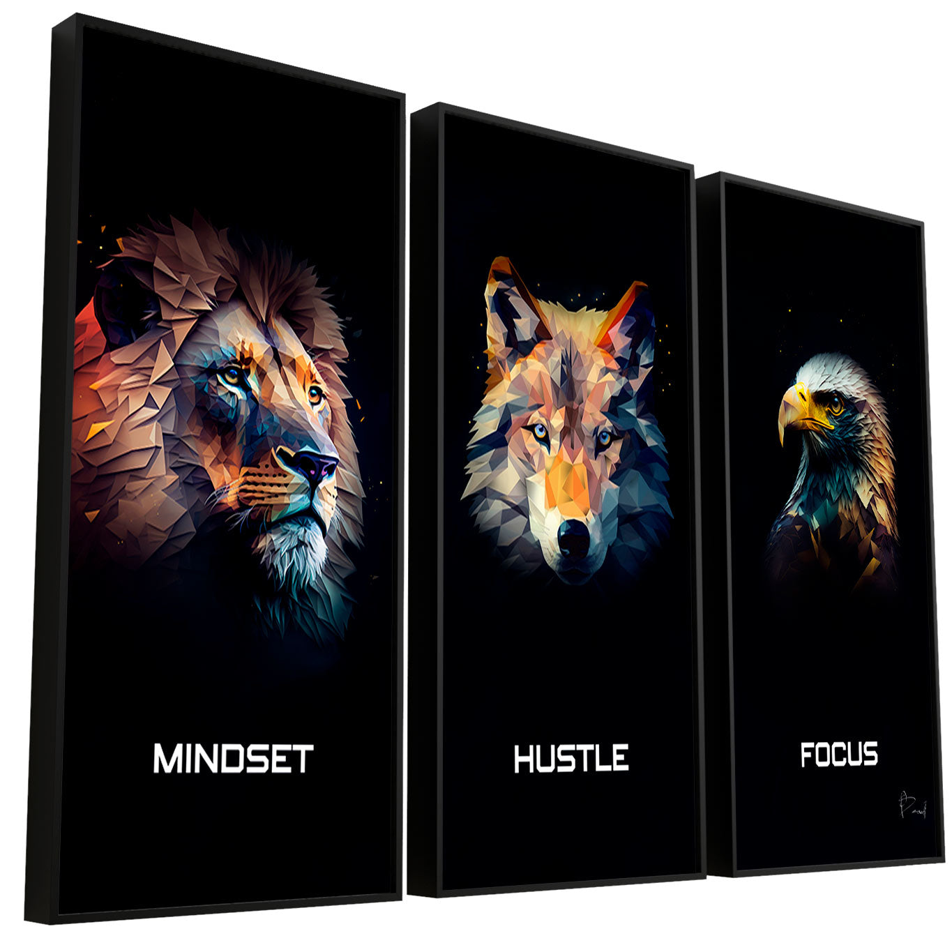 Mindset, Hustle and Focus Geometric - 3 Parts