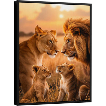 Family of Lions in Serene Fields