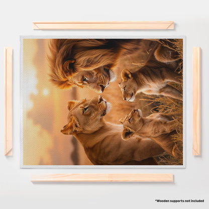 Family of Lions in Serene Fields