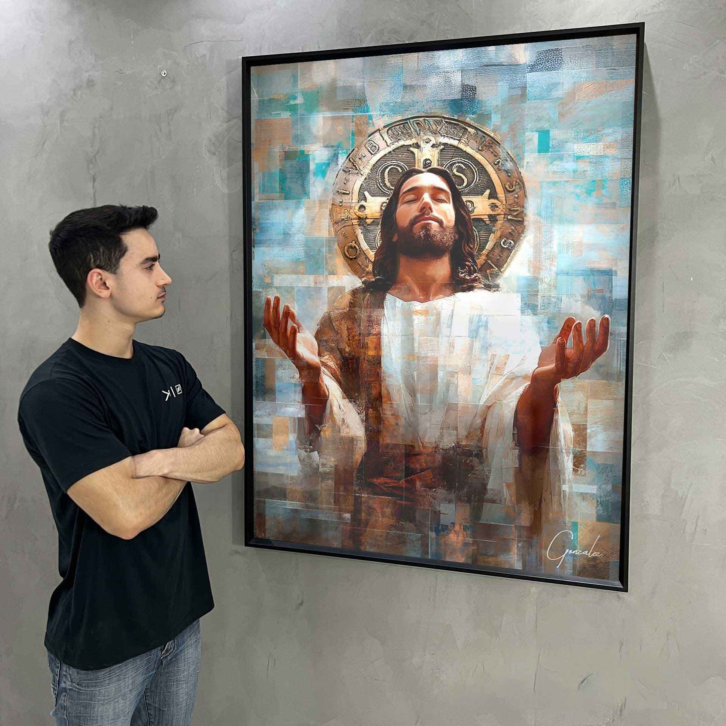 Jesus and the Saint Benedict Medal GridArt